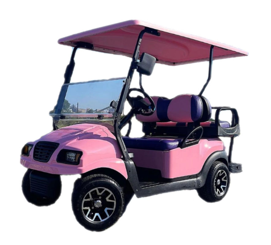 분홍색 2-4명의 여객 Aetric EV 골프 카트 Foldable 바람막이 유리를 가진 25 Mph-40 Mph