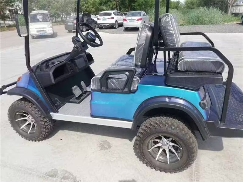 2024 New 2+2 Seater Electric Golf Cart Chameleon Color Electromagnetic Brake Lithium Battery off-road tires