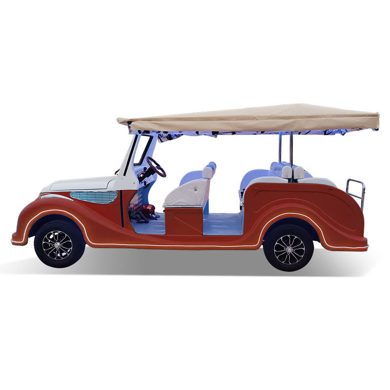 Gray Classic Car 8 Seats  Electric Tourist Car Sightseeing Bus Three Rows Of Seats