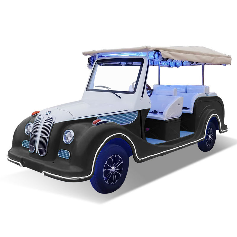 Gray Classic Car 8 Seats  Electric Tourist Car Sightseeing Bus Three Rows Of Seats
