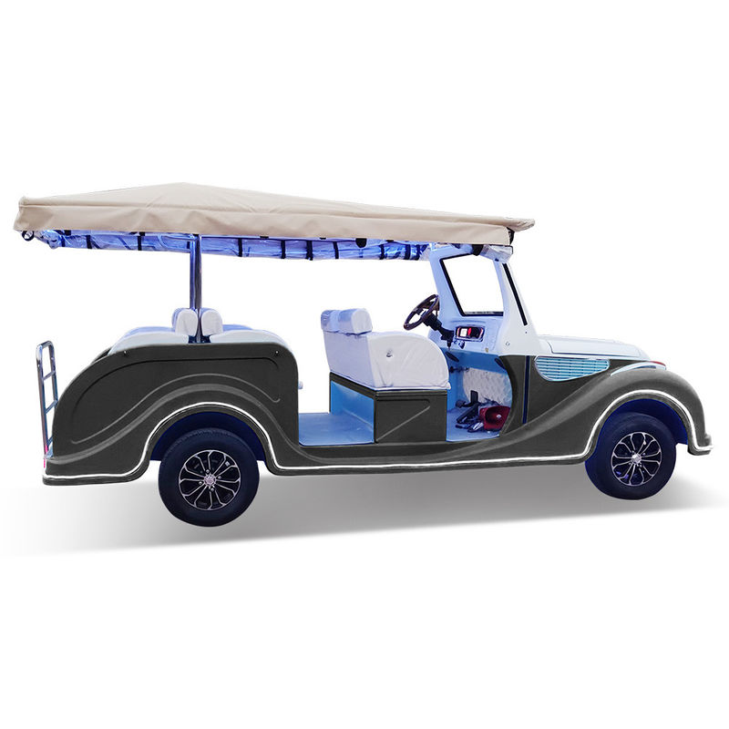 Gray Classic Car 8 Seats  Electric Tourist Car Sightseeing Bus Three Rows Of Seats