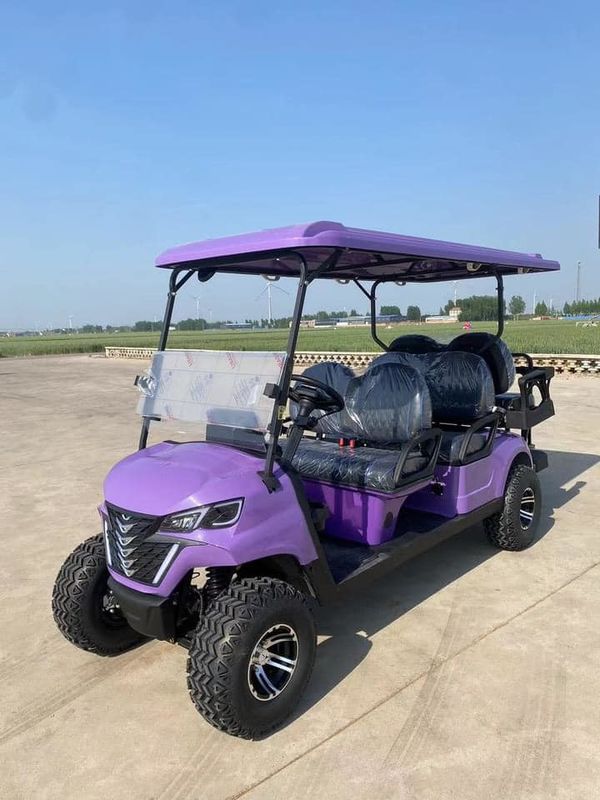 High-Resilience Leather Seats 6-Seater Electric Golf Cart Independent Suspension Large Screen LED Lights