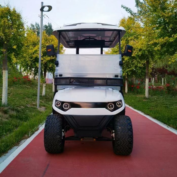 4 Seater Electric Off-Road Golf Cart Sleek Design LED Headlights Durable All-Terrain Tires Comfortable Seats Sturdy Windshield Ideal For Golf Courses And Outdoor Adventures