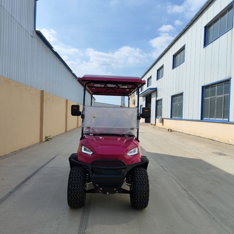 Pink 4+2 People Golf Cart 5kw Motor With Lithium Battery And 12'' Off -Road Tires