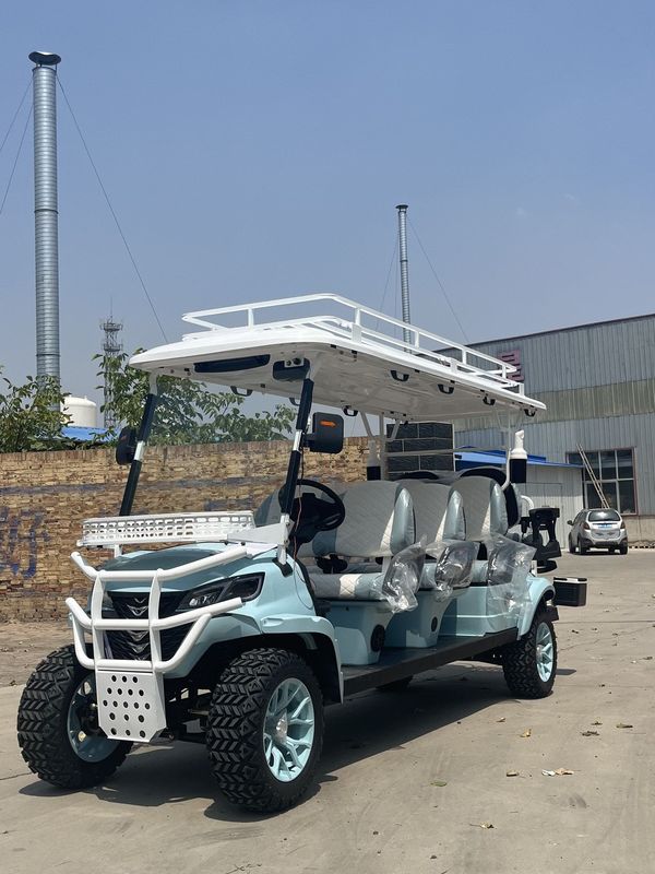 5KW AC Motor 14 inç off-road lastikler 8 koltuklu golf arabası lüks koltuklar ön tampon ve lityum pil ile