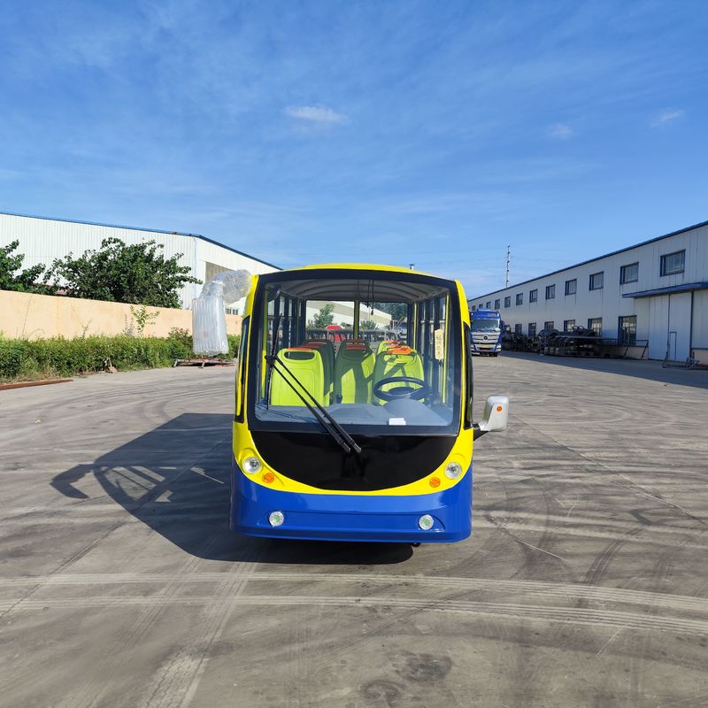 14-miejscowy żółty i niebieski elektryczny autobus z klimatyzacją 72-woltowa bateria litowa Golf Place 13-calowa opona
