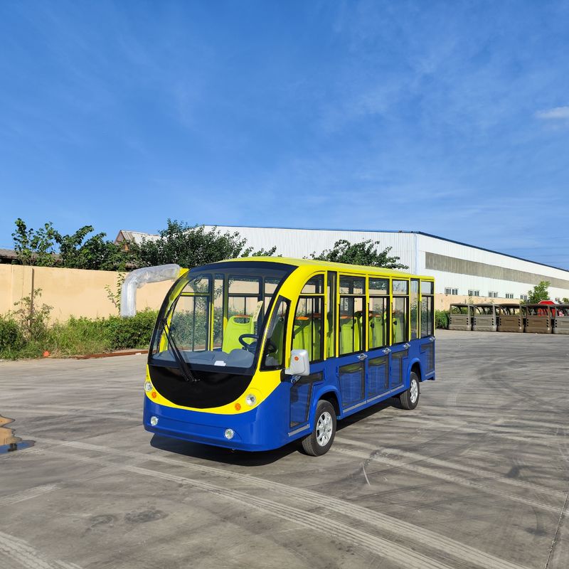14-miejscowy żółty i niebieski elektryczny autobus z klimatyzacją 72-woltowa bateria litowa Golf Place 13-calowa opona