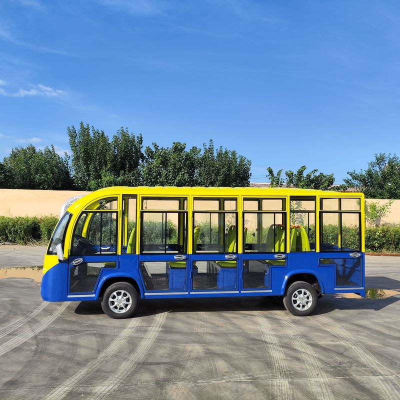14-miejscowy żółty i niebieski elektryczny autobus z klimatyzacją 72-woltowa bateria litowa Golf Place 13-calowa opona