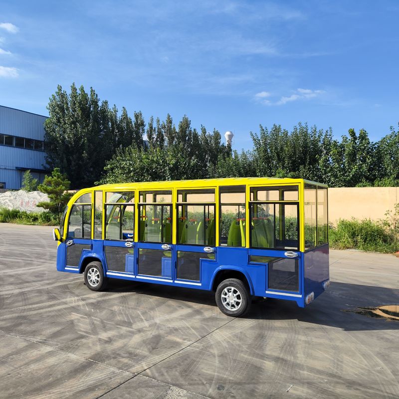 14-miejscowy żółty i niebieski elektryczny autobus z klimatyzacją 72-woltowa bateria litowa Golf Place 13-calowa opona
