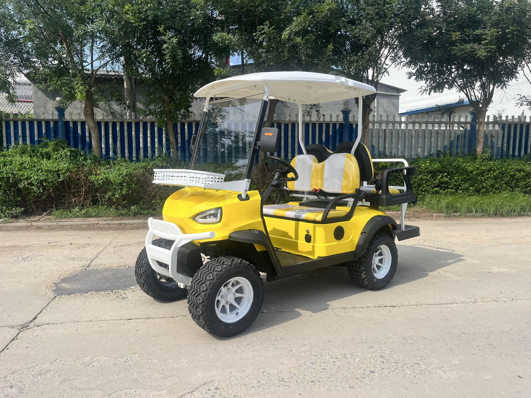 Yellow And White Color Matching Customizable 4-Seater Electric Golf Cart Shark Style Off-Road Tires