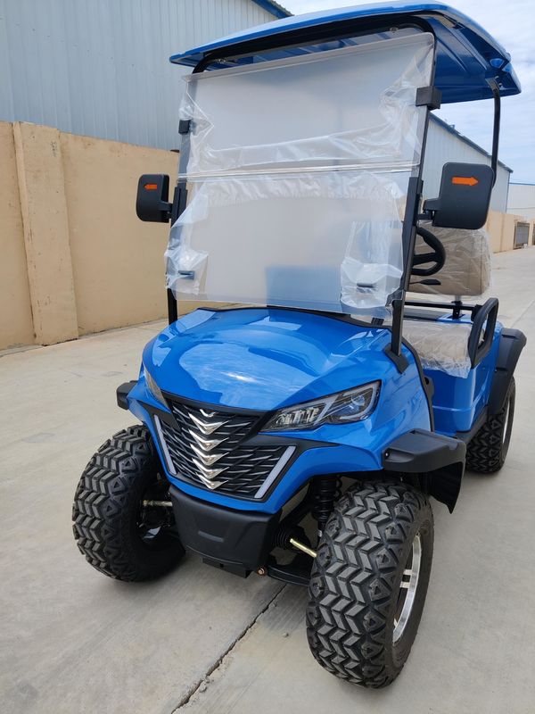Blue 2 Seater Electric Off-Road Golf Cart High Power 12'' Tires With Disc Brake And Lithium Battery
