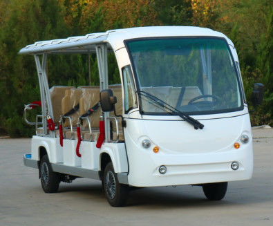 White Convertible 14 Seater Vintage Cart Sightseeing Bus Three Rows Of Seats 11+3 Seats