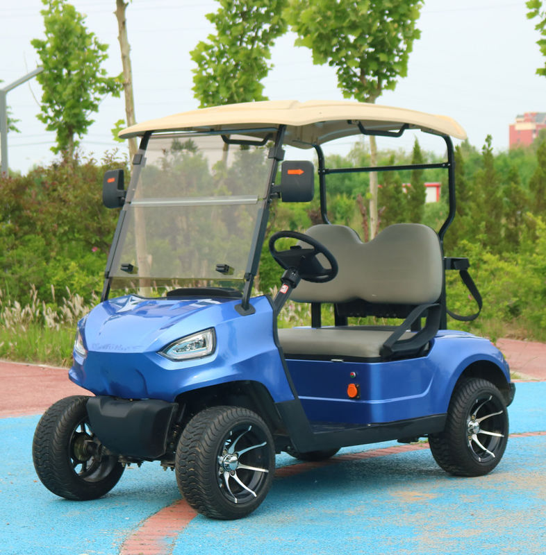 Blue 2 Seater Electric Golf Cart With 48v 4kw Motor Durable Roof And Comfortable Seating CE Certification Road Legal
