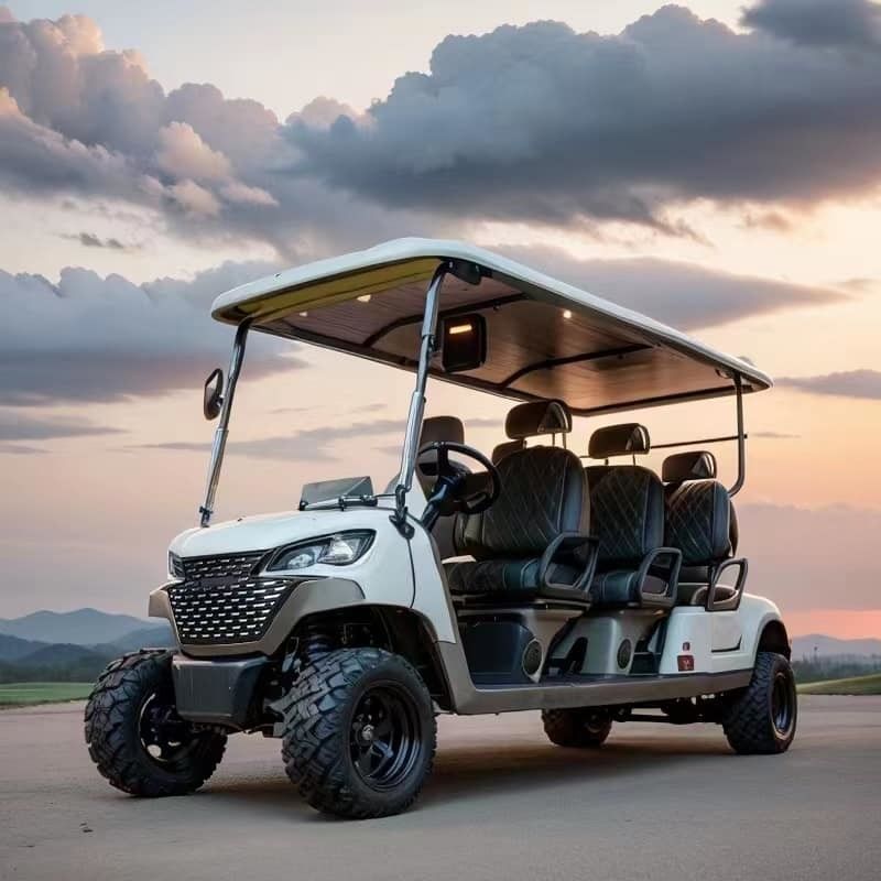 Street Legal 48V Electric Manual Big Wheel Golf Cart 6 Seats Forward Facing Speed Control  Turn Signal Arm Switch With Lithium