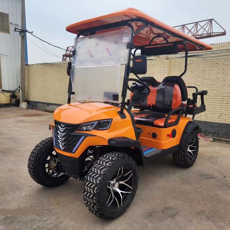 Vibrant Orange China Electric Off-Road Golf Cart KK2+2 Seats For Family Outing