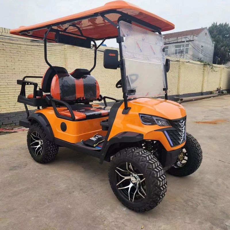 Vibrant Orange China Electric Off-Road Golf Cart KK2+2 Seats For Family Outing