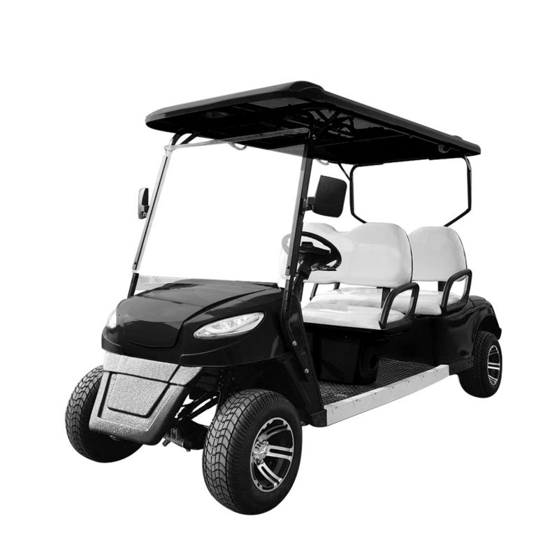 Electric 4 Seater Black Basic Golf Cart New Upgrade Color Customized 3D Printing Logo