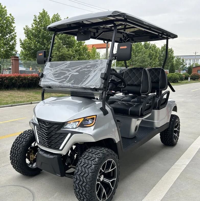 Silver Gray Off Road Electric Golf Cart Can Ride Four People Supports Customized Colors And Seats CE Certification
