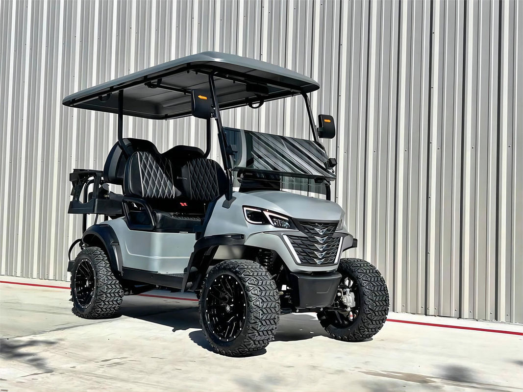 Silver Gray Off Road Electric Golf Cart Can Ride Four People Supports Customized Colors And Seats CE Certification