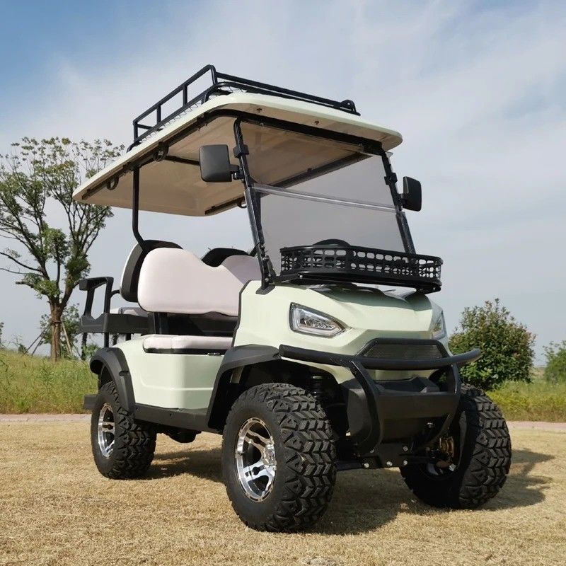 The Pointed-Head Off-Road Electric Golf Cart Can Seat 4 People And Is Suitable For Seaside Hotel Pick-Up And Drop-Off. It Supports Customization And Provides CE Certification.