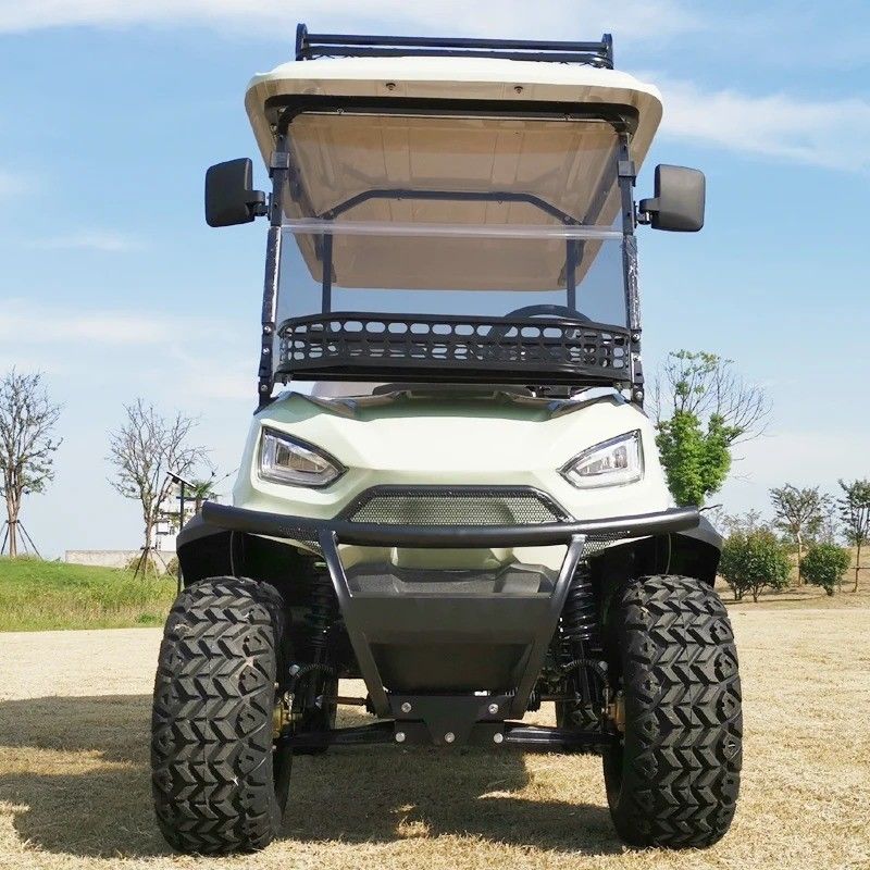 The Pointed-Head Off-Road Electric Golf Cart Can Seat 4 People And Is Suitable For Seaside Hotel Pick-Up And Drop-Off. It Supports Customization And Provides CE Certification.