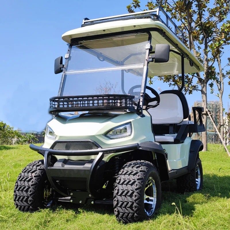 The Pointed-Head Off-Road Electric Golf Cart Can Seat 4 People And Is Suitable For Seaside Hotel Pick-Up And Drop-Off. It Supports Customization And Provides CE Certification.