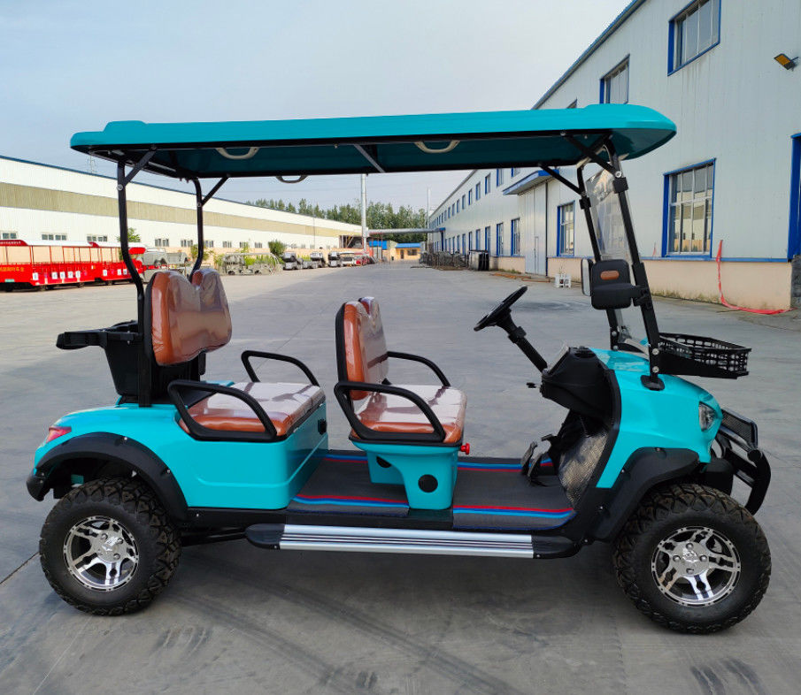 Carton de golf électrique bleu pointu à quatre places avec sièges et couleurs personnalisables