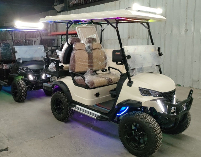 Ultimate Luxury Fashionable Choice 2+2-Seat Matte Cream White Premium Customized Golf Cart