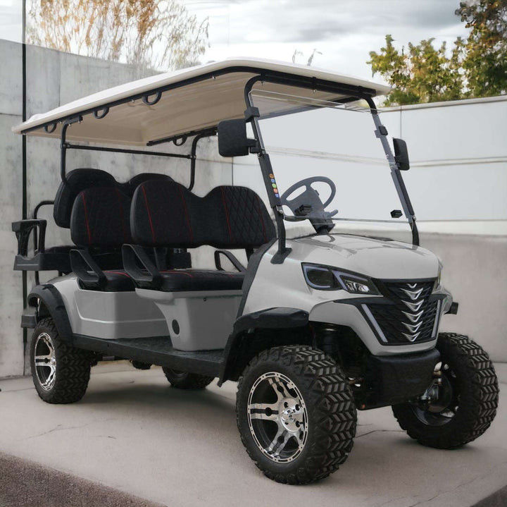 Classic White Six-Seater Electric Off-Road Luxury Golf Cart Lithium Battery Supports Customized Color And LOGO
