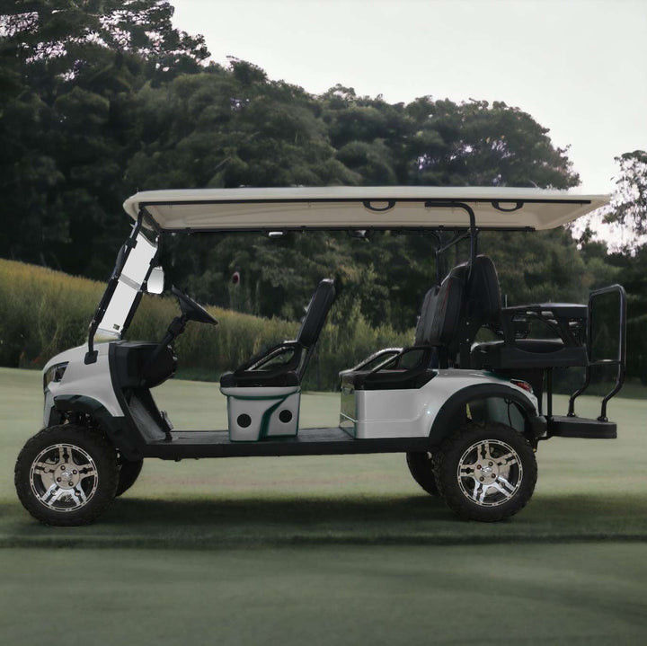 Classic White Six-Seater Electric Off-Road Luxury Golf Cart Lithium Battery Supports Customized Color And LOGO