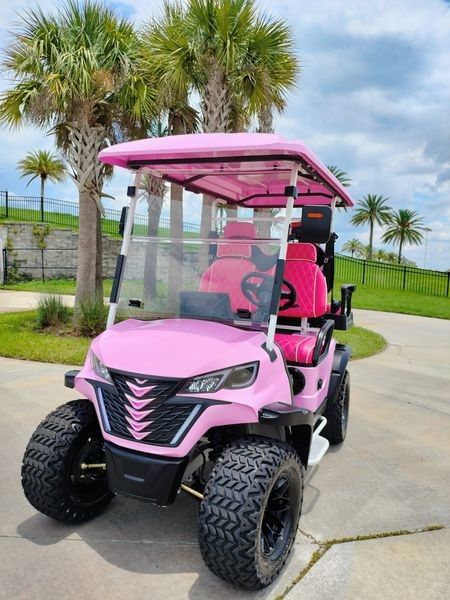 2+2-Seater Luxury Pink Electric Golf Cart With High Horsepower 14-Inch Off-Road Tires Lithium Battery