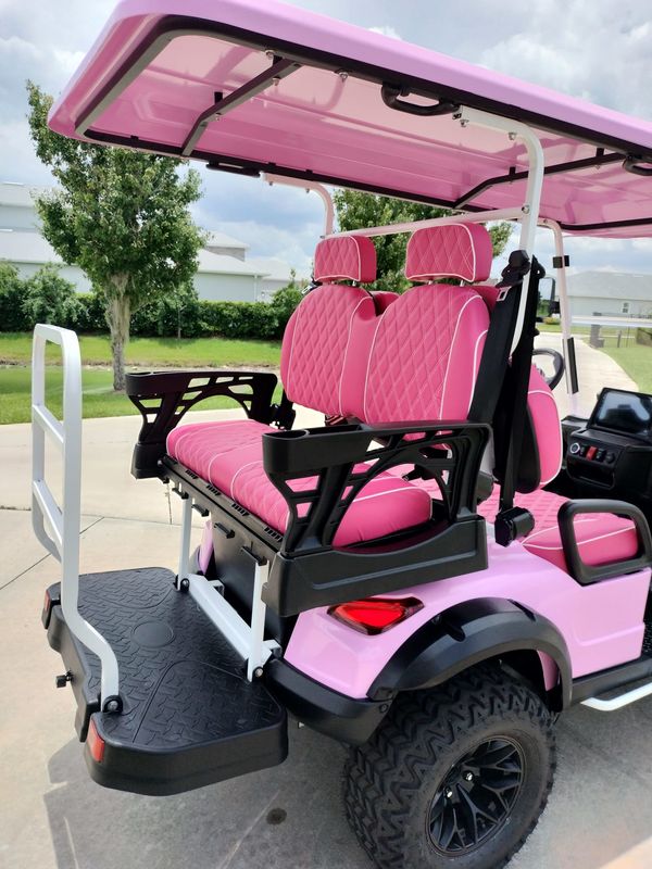 2+2-Seater Luxury Pink Electric Golf Cart With High Horsepower 14-Inch Off-Road Tires Lithium Battery