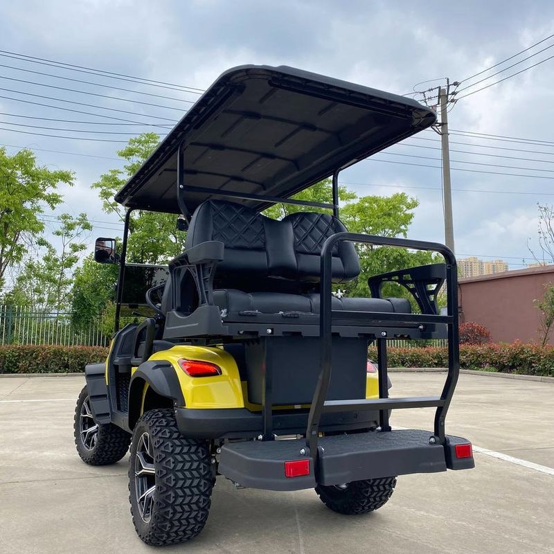 2+2-Seater Luxury Bright Yellow Electric Golf Cart With High Horsepower 14-Inch Off-Road Tires Lithium Battery
