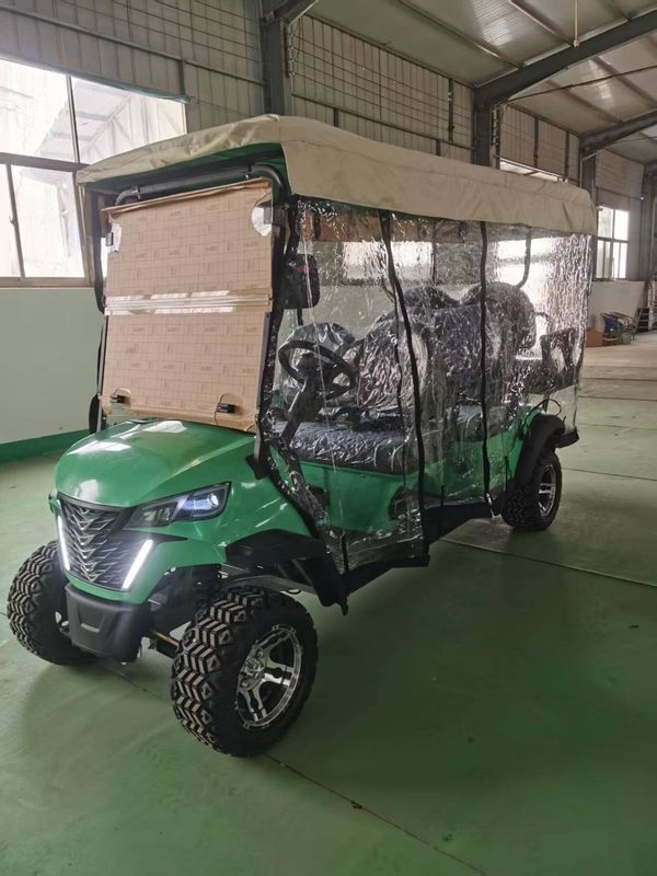 2+2-Seater Luxury Green Electric Golf Cart 14-Inch Off-Road Tires For Various Scenes Such As Mountains And Beaches