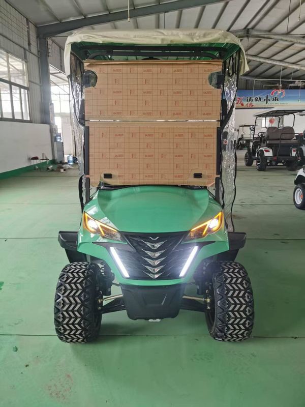 2+2-Seater Luxury Green Electric Golf Cart 14-Inch Off-Road Tires For Various Scenes Such As Mountains And Beaches