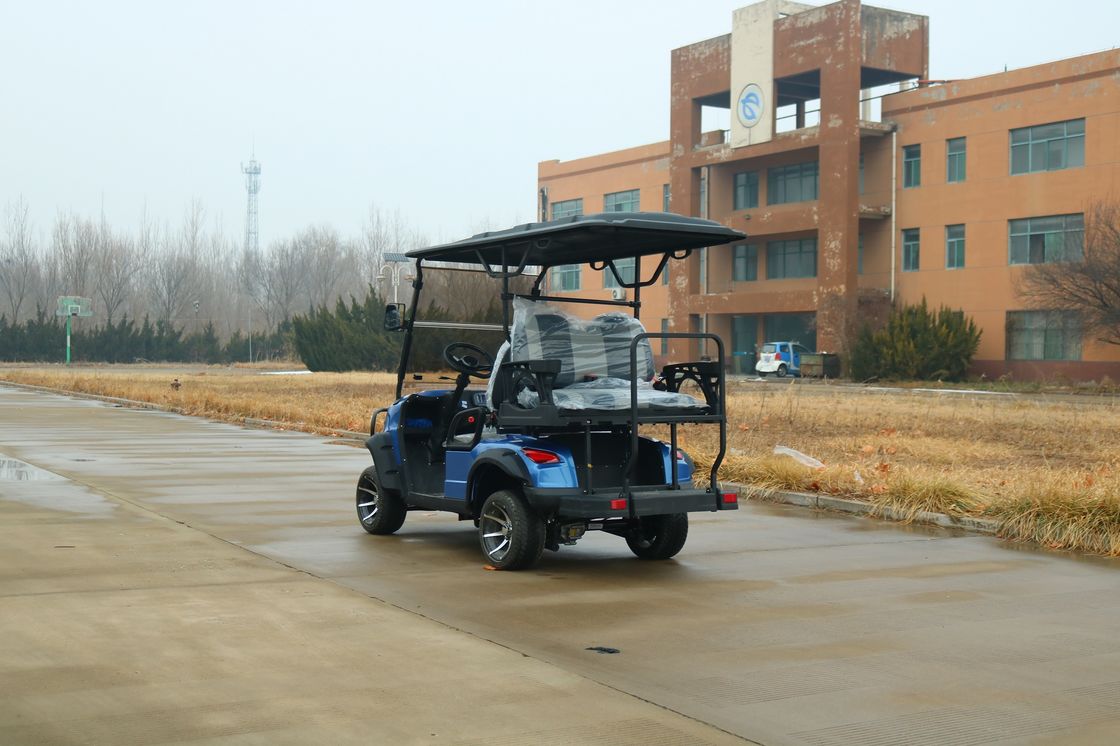 Bleu 2 + 2 sièges Luxe chariot de golf électrique personnalisé couleur et logo avec batterie au lithium pour divers scénarios tels que les lieux pittoresques et le club