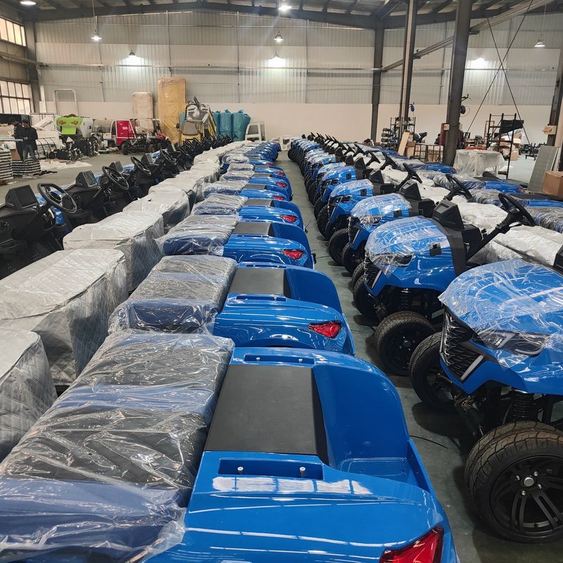 Azul 4 + 2 lugares elétricos Off-Road Carro de Golf de luxo Bateria de lítio Equipado com pneus off-road de 14 polegadas Cor e LOGO personalizáveis