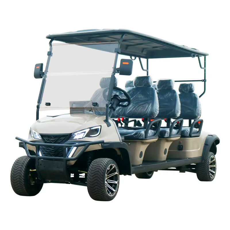 Off White 3 Row 6 Seater Off Road Golf Cart Strong Power With Lithium Battery And 12''Tires