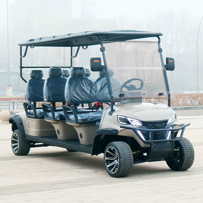 Off White 3 Row 6 Seater Off Road Golf Cart Strong Power With Lithium Battery And 12''Tires