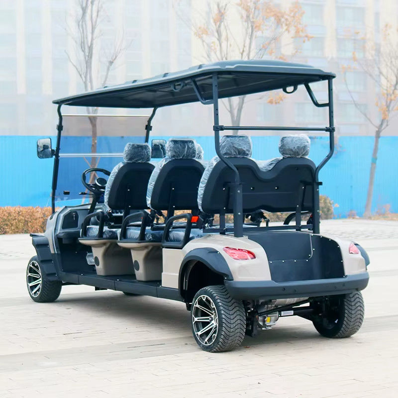 Off White 3 Row 6 Seater Off Road Golf Cart Strong Power With Lithium Battery And 12''Tires