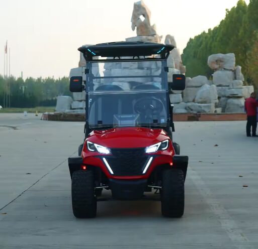 Modern Latest Design Red Utility 48V-72V Lithium 2+2 Electric Golf Cart Buggy with Caddie Stand