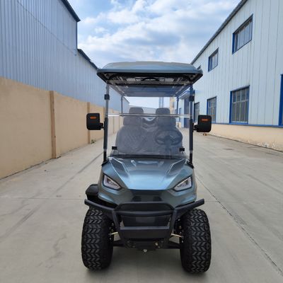 Street Legal Custom Gray Blue Utility Electric Golf Cart 6 Seater Family Lithium Off Road Tires