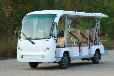 White Convertible 14 Seater Vintage Cart Sightseeing Bus Three Rows Of Seats 11+3 Seats