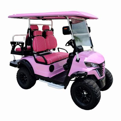 Custom Pink Off Road Lithium 72V Luxury Utility Hunting Golf Cart 4 Seater
