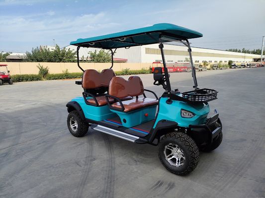 سيارة غولف ذات أربعة مقاعد زرقاء جديدة مع بطارية ليتيم