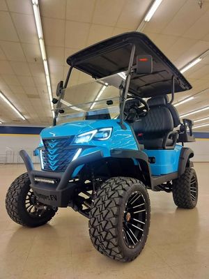2+2 คลาสสิก Off-road รุ่น สีน้ําเงิน กอล์ฟรถเข็นไฟฟ้า แบตเตอรี่ลิตยูม ด้วยสีและโลโก้ที่สามารถปรับแต่งได้