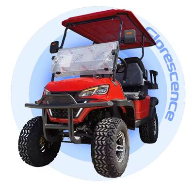 Modern Latest Design Red Utility 48V-72V Lithium 2+2 Electric Golf Cart Buggy with Caddie Stand